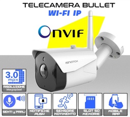 [2160] Telecamera WiFi onvif da 3.0MPX lente 3.6 mm IP65 con Microfono incorporato