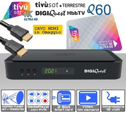 [Q60] Decoder certificato TIVUSAT 4K combinato TV + SATELLITE